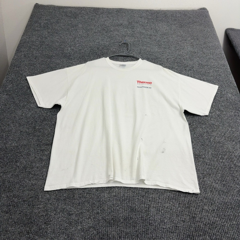 Gildan T Shirt Mens 2XL White Cotton Feed Me Cow Thermo Scientific Graphic Promo